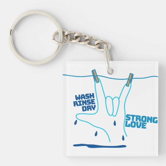 ASL Design - Wash, Rinse, and Dry Love ILY キーホルダー (正面)