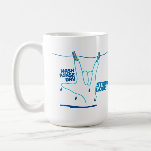 ASL Design - Wash, Rinse, and Dry Love ILY コーヒーマグカップ (左)