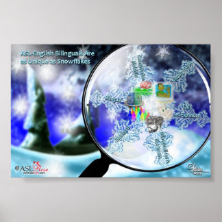 ASL-Englishバイリンガル – Snowflaks Poster ポスター
