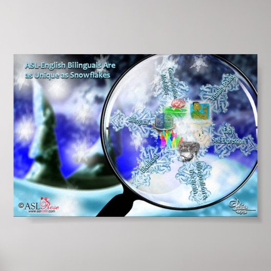 ASL-Englishバイリンガル – Snowflaks Poster ポスター (正面)