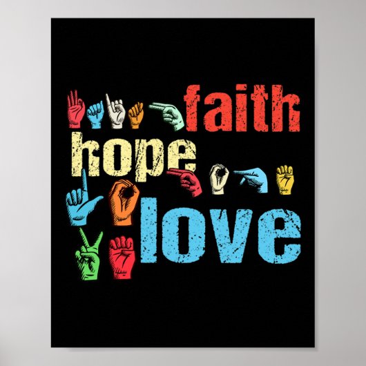 Asl Faith Hope Love American Sign Language Christi ポスター (正面)