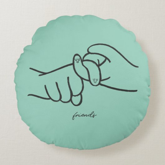 ASL Friends Round Throw Pillow – Sign Language ラウンドクッション (正面)