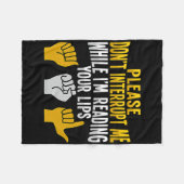 Asl Hand Gesture Deaf Hearing Loss Awareness 9  フリースブランケット (正面(横))