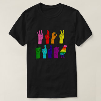 ASL Hands - Rainbow Resistance Message Tシャツ