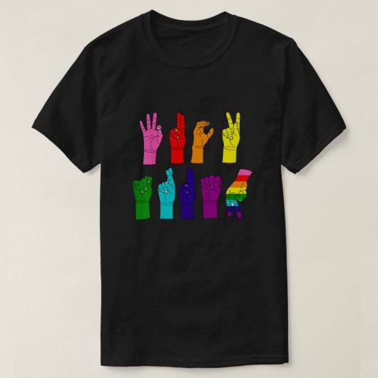 ASL Hands - Rainbow Resistance Message Tシャツ (デザイン正面)