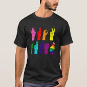 ASL Hands - Rainbow Resistance Message Tシャツ (正面)
