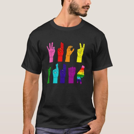 ASL Hands - Rainbow Resistance Message Tシャツ (正面)