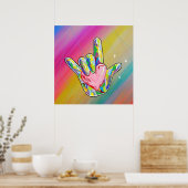 ASL I Love Youハート ポスター (キッチン)