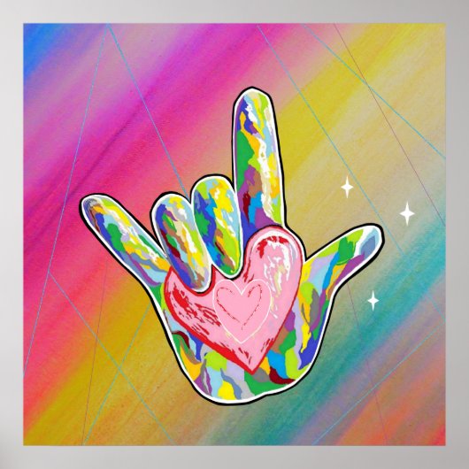 ASL I Love Youハート ポスター (正面)