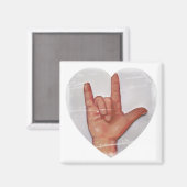 ASL "I LOVE YOU"ハートシェイプ#2 マグネット (正面/裏面)