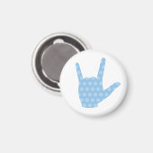 ASL I Love You Blue Dots Sign Language Magnet マグネット (正面/裏面)