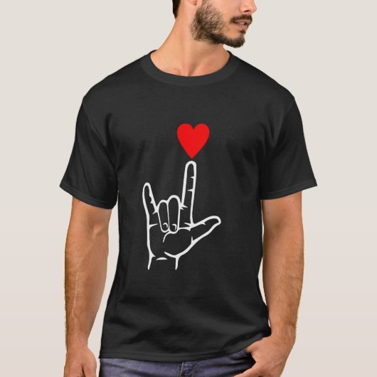 Asl I Love You Hand American Sign Language Tシャツ (正面)