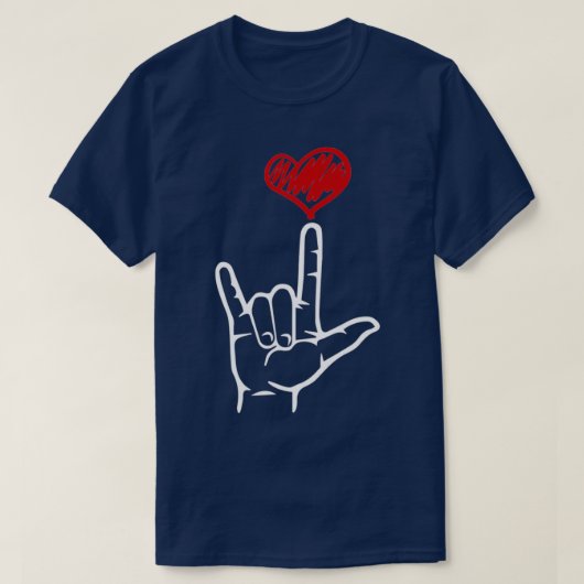 ASL I Love You Hand American Sign Language Tシャツ (デザイン正面)