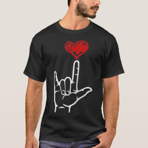 ASL I Love You Hand American Sign Language Tシャツ