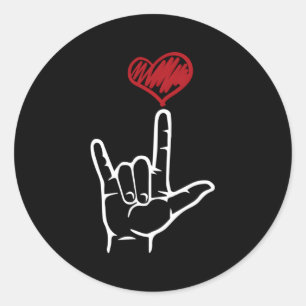 Asl I Love You Hand He American Sign Language ラウンドシール
