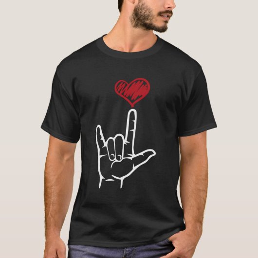 Asl I Love You Hand He American Sign Language Tシャツ (正面)