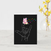 ASL I Love You Hand Sign Language Butterfly Autism カード (黄色い花)