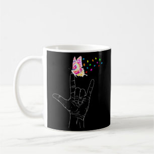 Asl I Love You Hand Sign Language Butterfly Autism コーヒーマグカップ