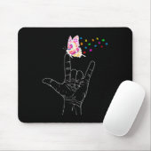 ASL I Love You Hand Sign Language Butterfly Autism マウスパッド (マウス)
