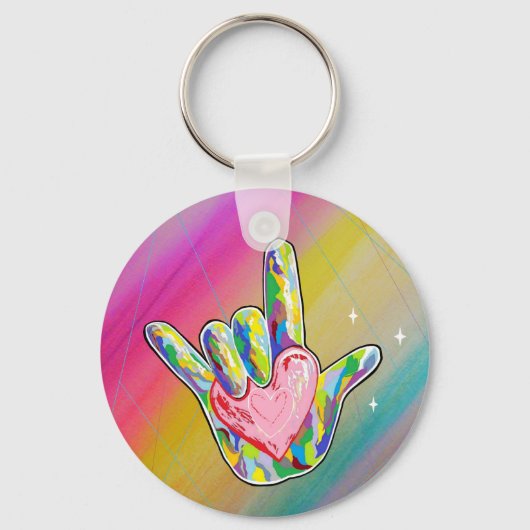 ASL I Love You Heart キーホルダー (正面)