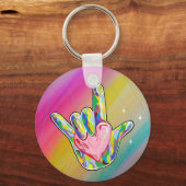 ASL I Love You Heart キーホルダー (正面)