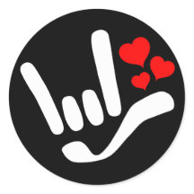 ASL I Love You ILY Sign Withハートクラシックラウンド