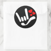 ASL I Love You ILY Sign Withハートクラシックラウンド ラウンドシール (バッグ)