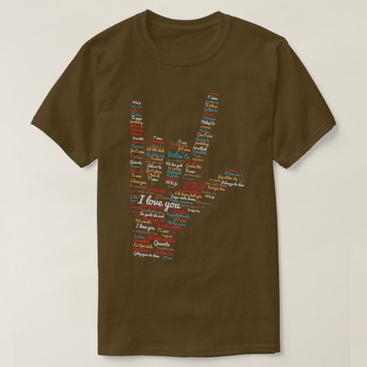 ASL I love you in 違う languagesデザインASL L Tシャツ (デザイン正面)