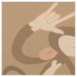 ASL I Love You Monkey パターン（の模様が）ある Fabric ファブリック