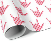 ASL I Love You Pink Red Christmas Candy Cane ラッピングペーパー (ロールコーナー)