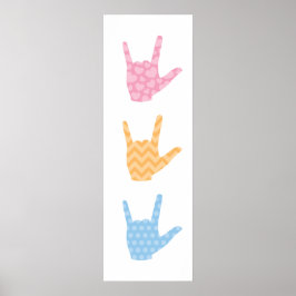 ASL I Love You Sign Language 12" x 36"ポスター ポスター