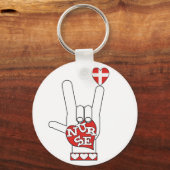 ASL I Love You Sign Language - HANDハートナース キーホルダー (正面)