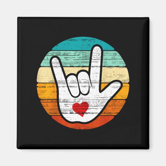 Asl I Love You, Sign Language Heart Love Valentine マグネット (正面)