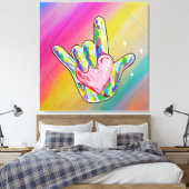 ASL I LOVE YOU SIGN with ハート キャンバスプリント (インサイチュ (寝室))