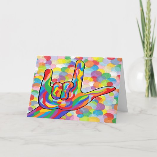 ASL I Love You with Bubble Background カード (正面)