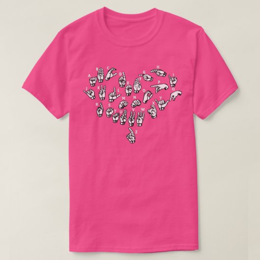 ASL ILYハート手話通訳者ろう者ASL T Tシャツ (デザイン正面)
