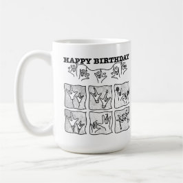 ASL ILY オブセッション - お誕生日おめでとう! コーヒーマグカップ