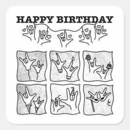 ASL ILY オブセッション - お誕生日おめでとう！ スクエアシール
