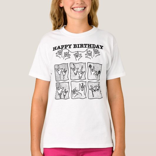 ASL ILY オブセッション - お誕生日おめでとう！ Tシャツ (正面)