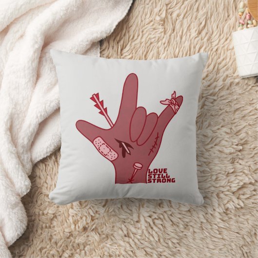 ASL ILY Design - Love Wounded But Still Strong クッション (ブランケット)