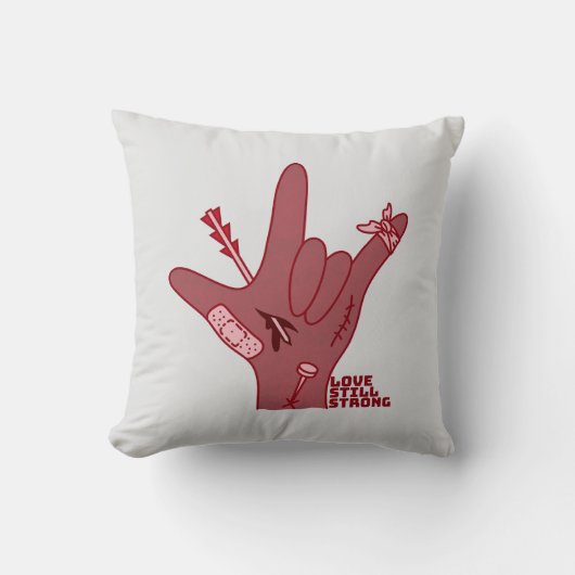 ASL ILY Design - Love Wounded But Still Strong クッション (正面)