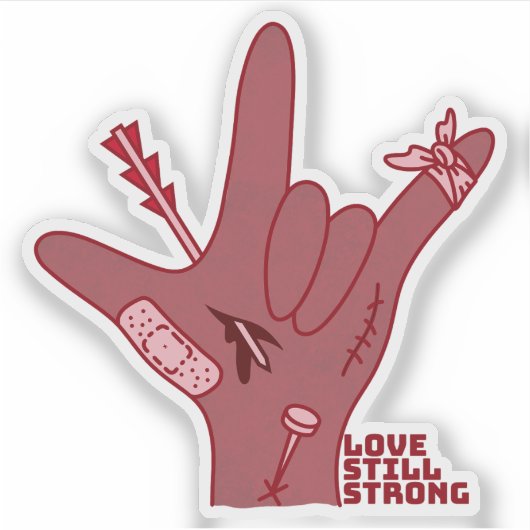 ASL ILY Design - Love Wounded But Still Strong シール (正面)