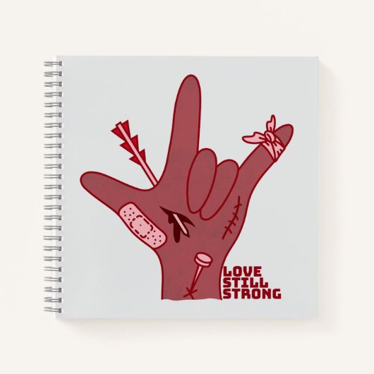 ASL ILY Design - Love Wounded But Still Strong ノートブック (正面)