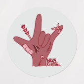 ASL ILY Design - Love Wounded But Still Strong ラベル (デザイン2)