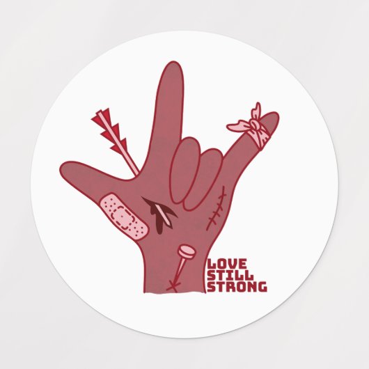 ASL ILY Design - Love Wounded But Still Strong ラベル (デザイン1)