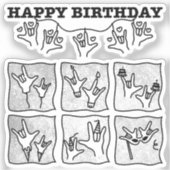 ASL ILY Obsession - Happy Birthday!  シール (正面)