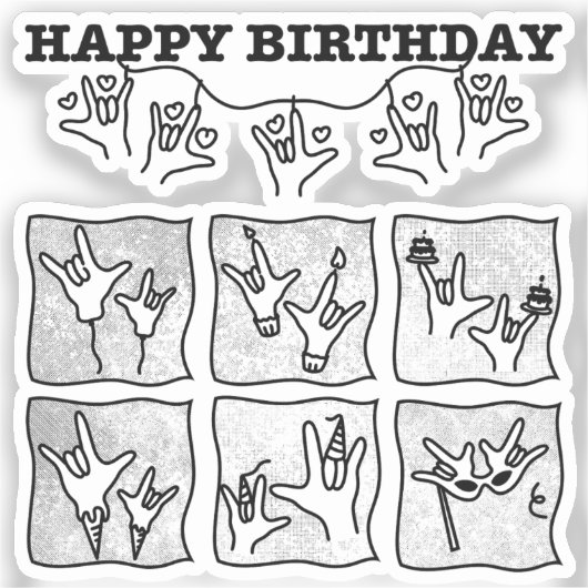 ASL ILY Obsession - Happy Birthday!  シール (正面)