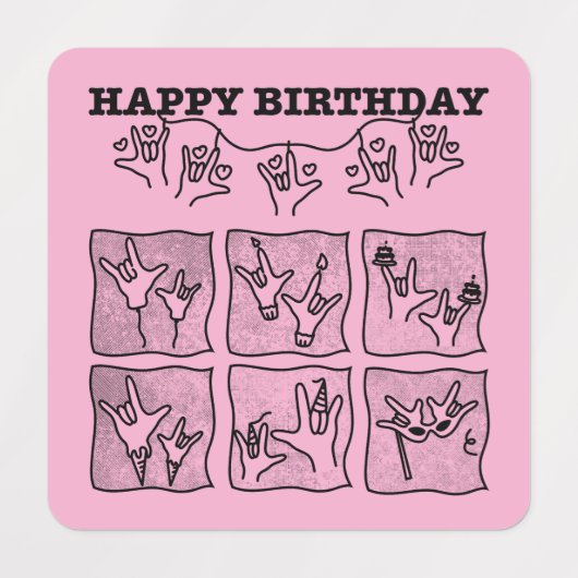 ASL ILY Obsession - Happy Birthday!  ラベル (デザイン2)