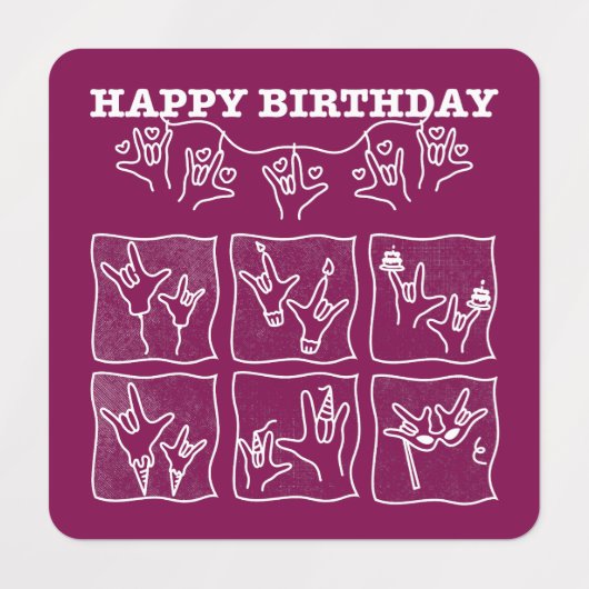 ASL ILY Obsession - Happy Birthday!  ラベル (デザイン2)