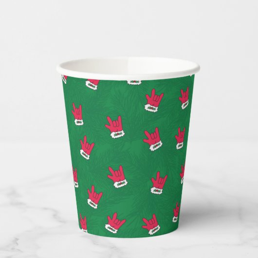 ASL ILY Santa Glove red paper cups 紙コップ (左)